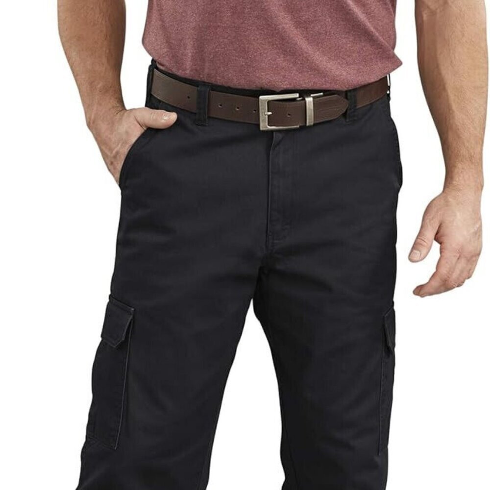 Dickies Cargo Pants Loose Fit Straight Leg 40X32 Black